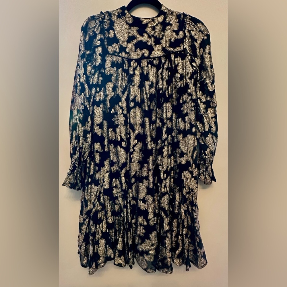 Anthropologie Metallic Brocade Dress XS Gold and Black - Picture 3 of 5
